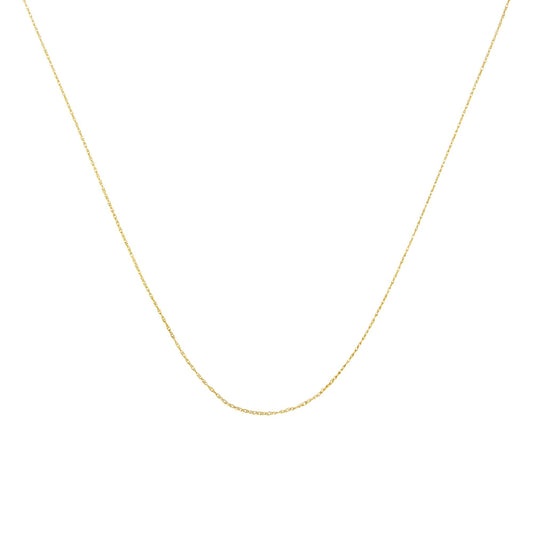 10K Gold 0.5 mm Slender & Dainty Fine Rope Chain Necklace