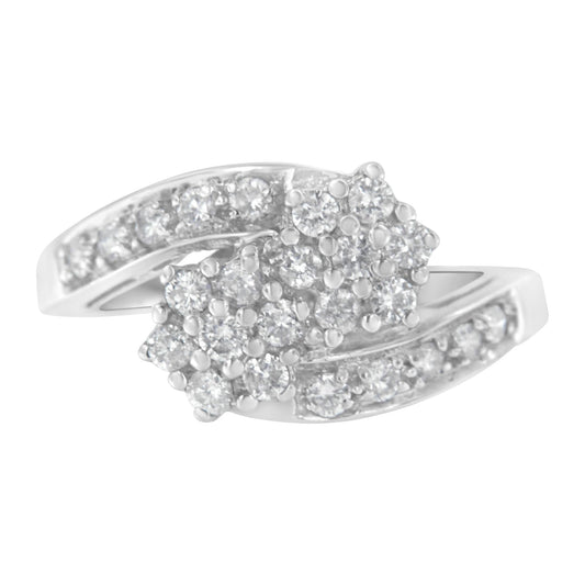 14KT White Gold Diamond Cluster Ring Band (7/8 cttw, H-I Color, I1-I2 Clarity)