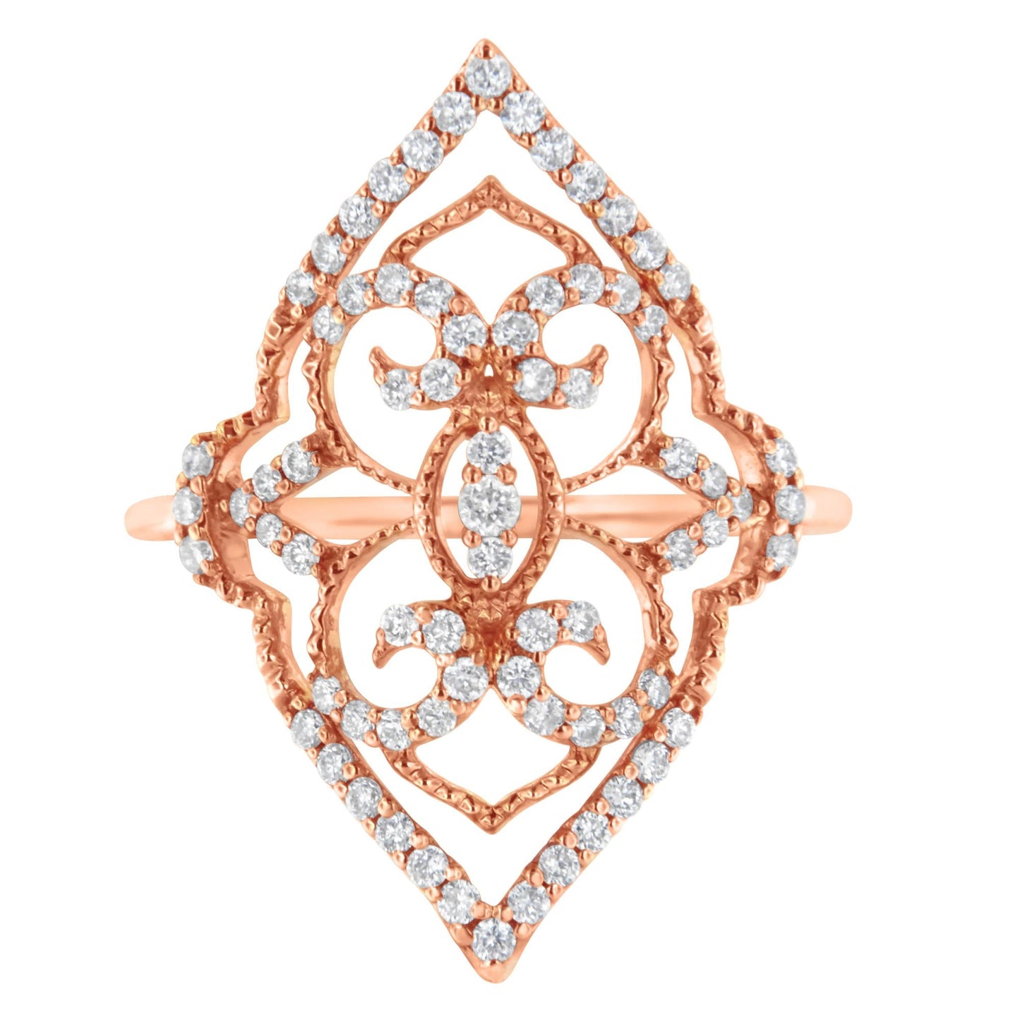 10K Rose Gold Diamond Cocktail Ring (1/2 Cttw, H-I Color, I1-I2 Clarity)