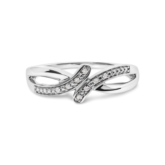 925 Sterling Silver Diamond Accent Bypass and Split Shank Band Ring (I-J Color, I2-I3 Clarity)