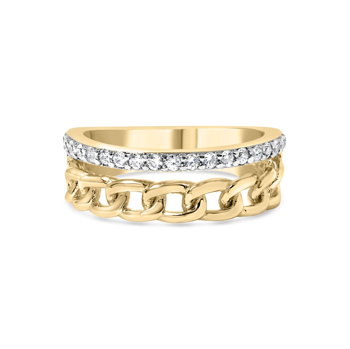 10K Yellow Gold 1/5 Cttw Diamond Cuban Link Ring Band (I-J Color, I2-I3 Clarity)