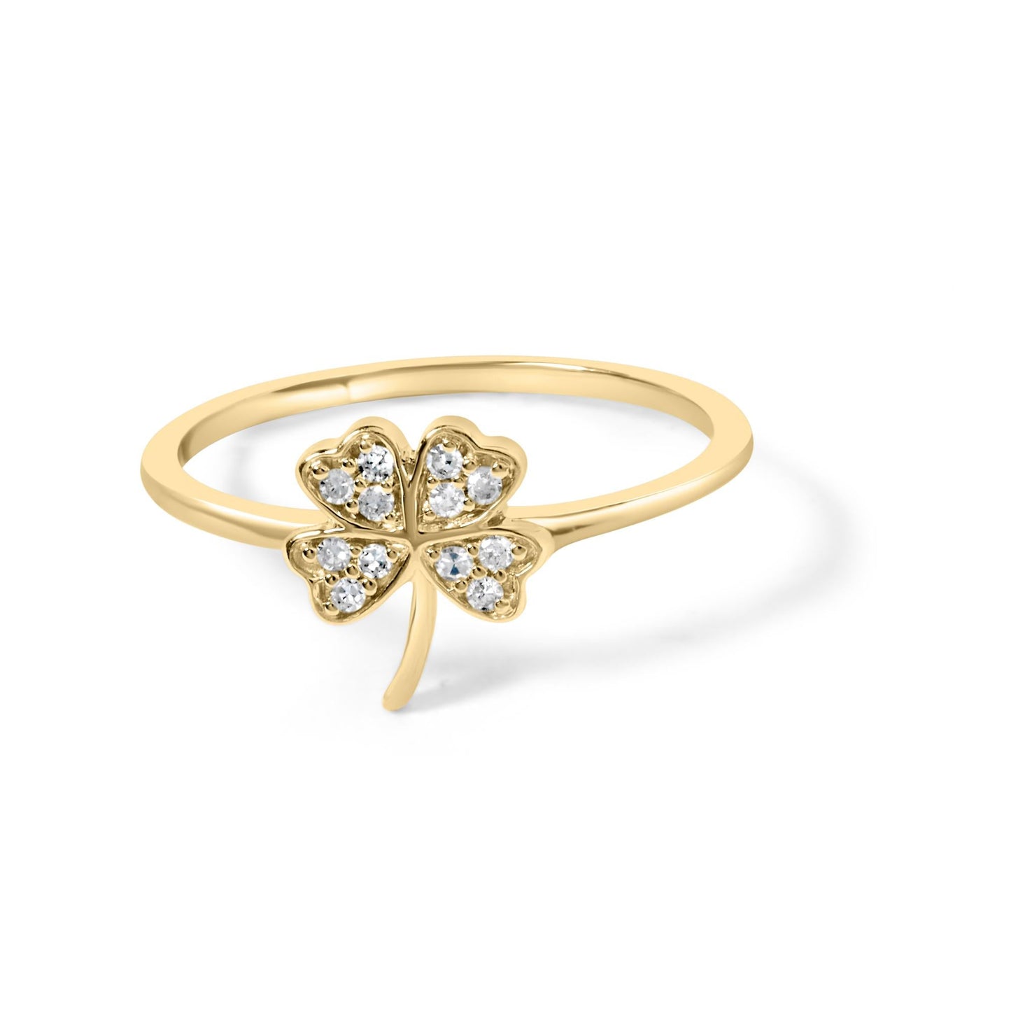 10K Yellow Gold Diamond Accent 4 Leaf Clover Ring (H-I Color, I1-I2 Clarity)