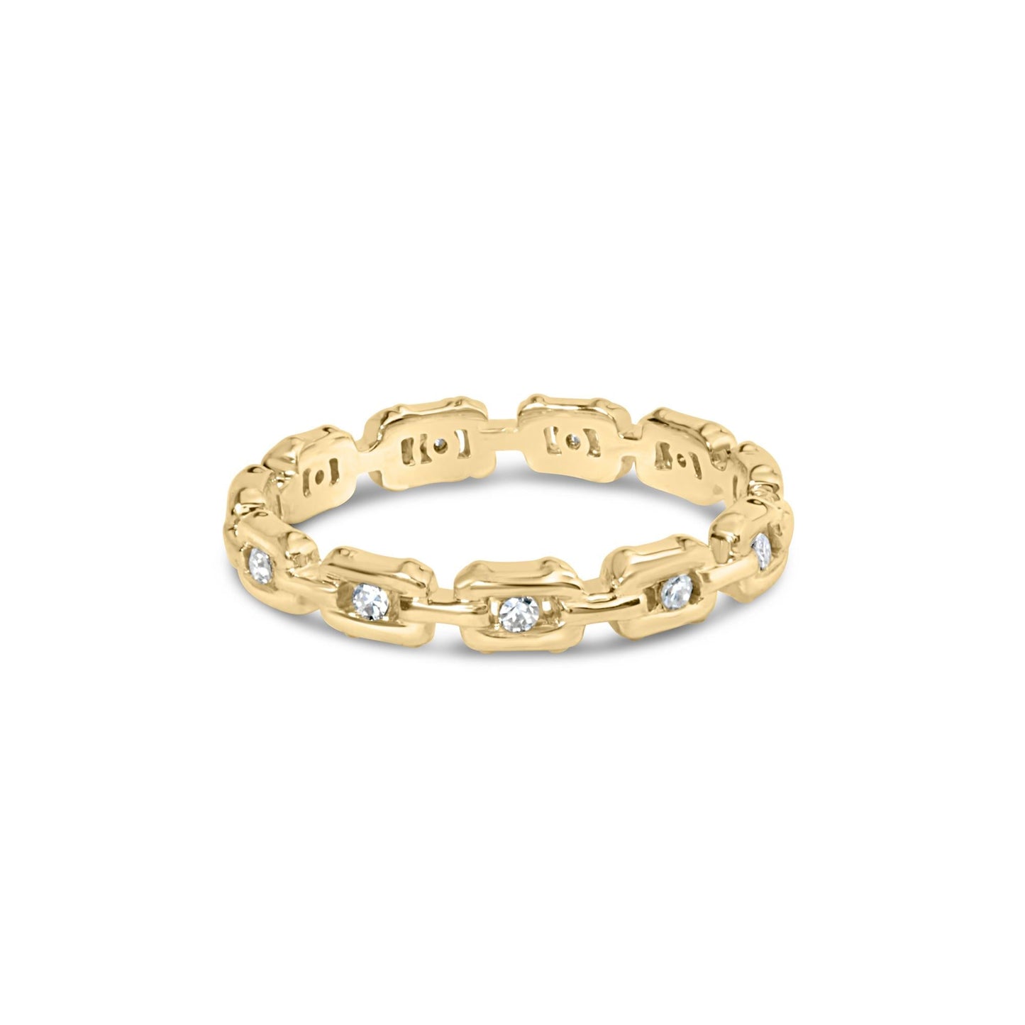 10K Yellow Gold 1/10 Cttw Paperclip Style Link Band Ring (H-I Color, I1-I2 Clarity)