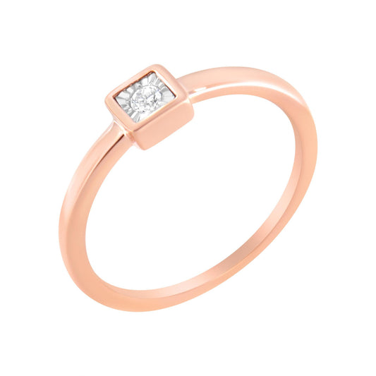 14K Rose Gold Plated .925 Sterling Silver 1/20 cttw Miracle Set Diamond Promise Ring (J-K Color, I1-I2 Clarity)