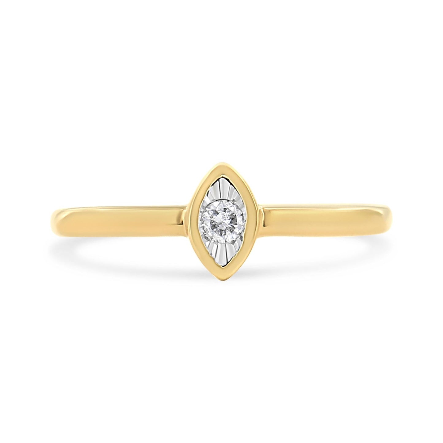 14K Yellow Gold Plated .925 Sterling Silver 1/20 Cttw Miracle Set Diamond Ring (J-K Color, I1-I2 Clarity)