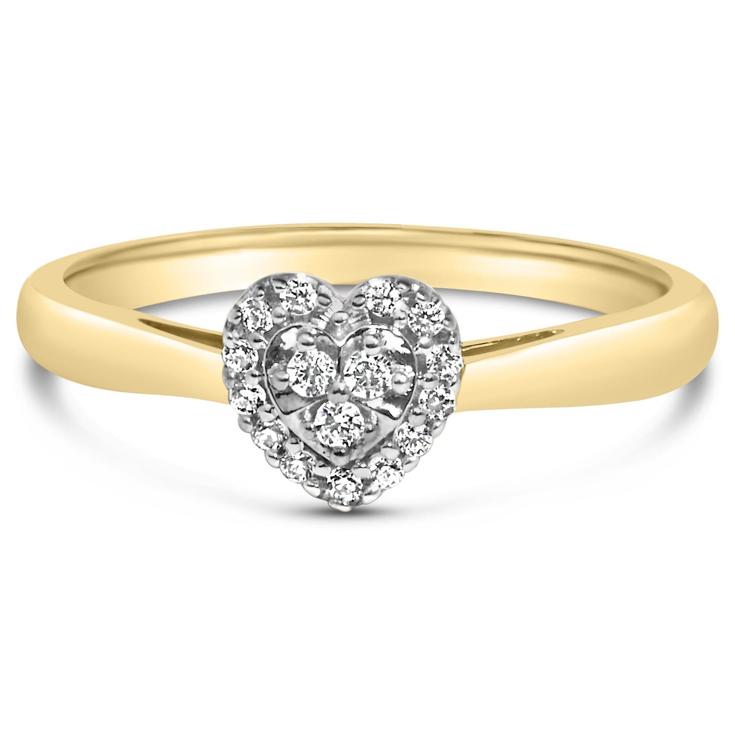 14K Yellow Gold Plated .925 Sterling Silver 1/10 Cttw Round-Cut Diamond Heart Engagement Ring (I-J Color, I3 Clarity)