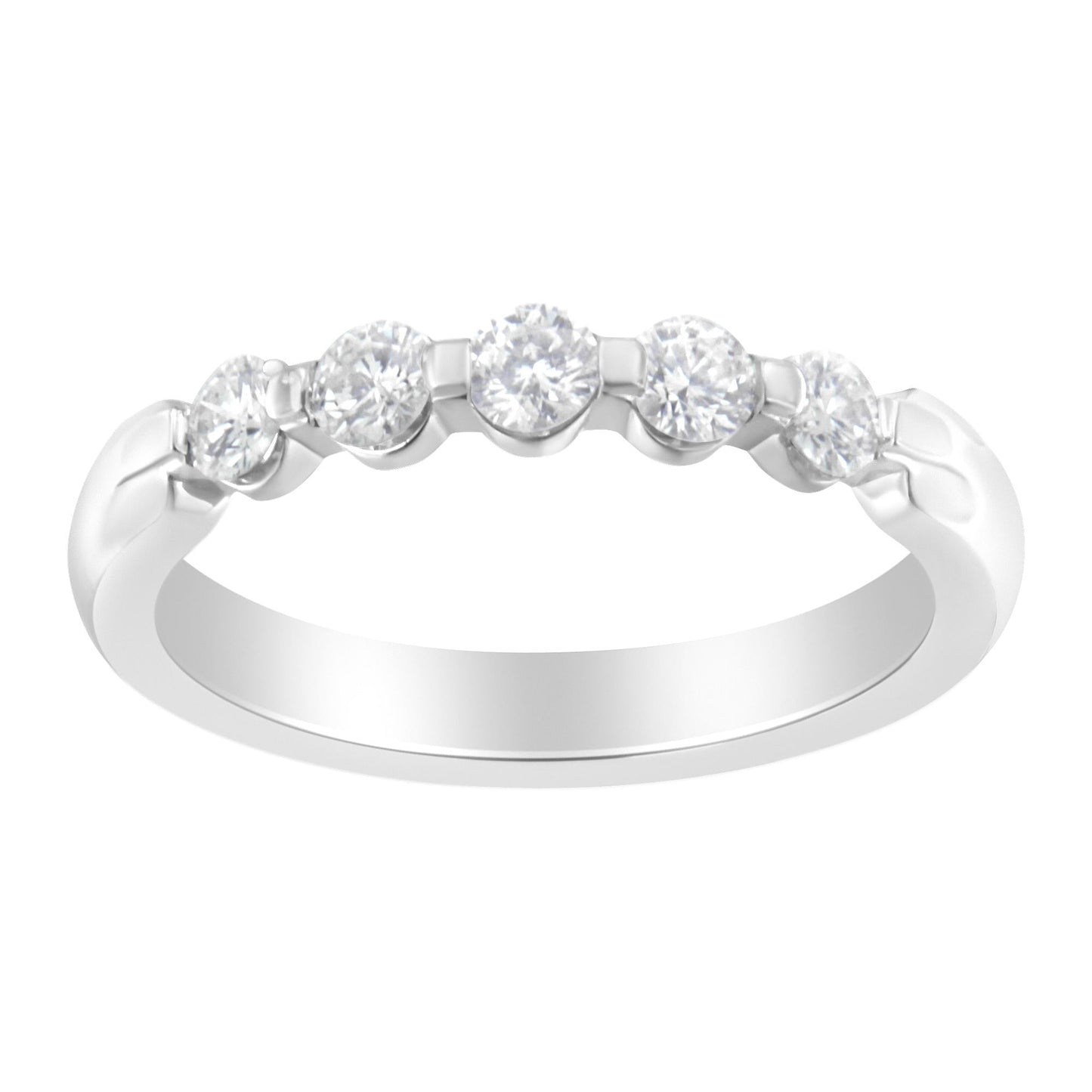 14K White Gold 1/2 cttw Diamond 5-Stone Band Ring (H-I Clarity, SI2-I1 Color)