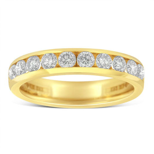 18K Yellow Gold Diamond Wedding Band Ring (1 Cttw, H-I Color, SI2-I1 Clarity)