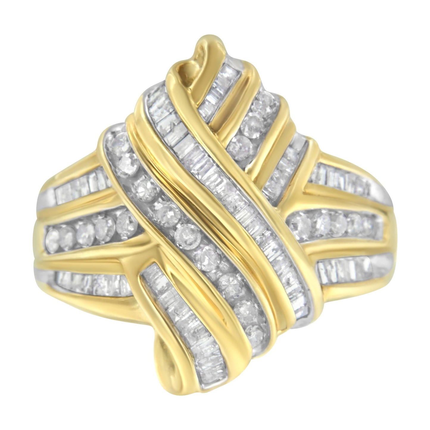 10K Yellow Gold Diamond Bypass Ring (1.0 cttw, H-I Color, I2-I3 Clarity)