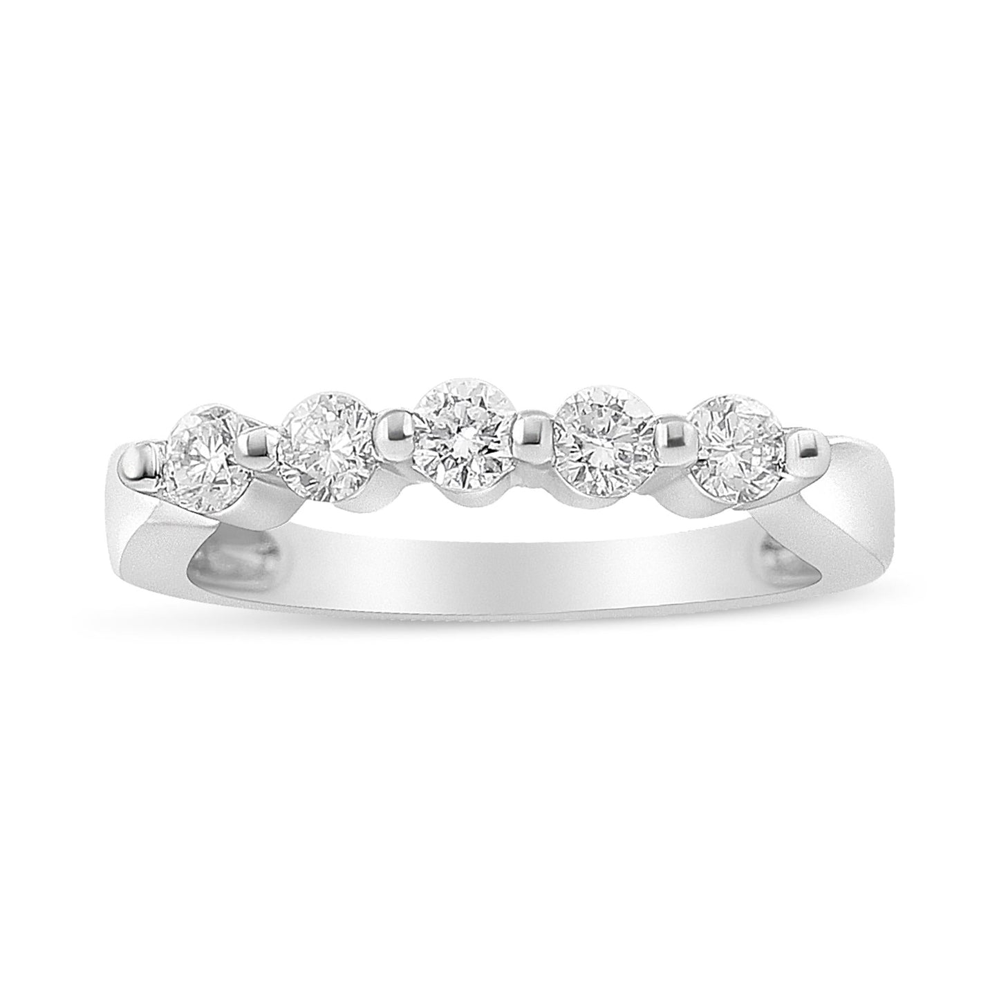 14K White Gold 1/2 Cttw Round-Cut 5-Stone Diamond Ring (H-I Color, SI1-SI2 Clarity)