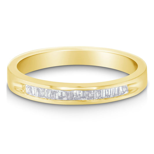 10K Yellow Gold over .925 Sterling Silver 1/5 Cttw Diamond Channel-Set Stackable Band Ring (H-I Color, I1-I2 Clarity)