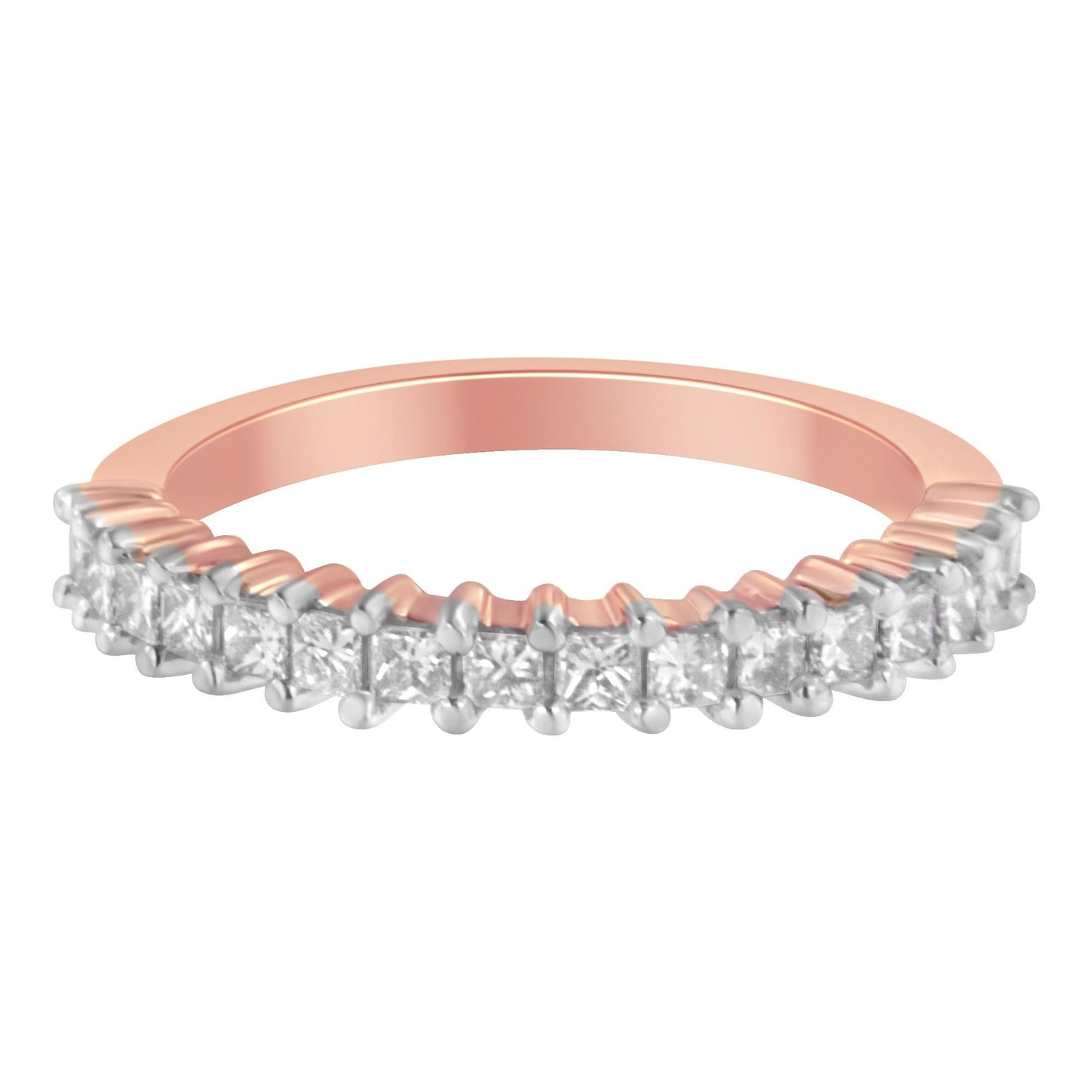 10K Rose Gold Flashed .925 Sterling Silver Diamond Band Ring (1/2 Cttw, J-K Color, I1-I2 Clarity)