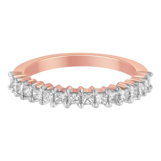 10K Rose Gold Flashed .925 Sterling Silver Diamond Band Ring (1/2 Cttw, J-K Color, I1-I2 Clarity)