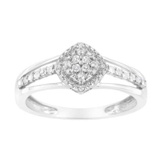 .925 Sterling Silver 1/10 Cttw Diamond Split Shank Promise Cocktail Ring (I-J Color, I1-I2 Clarity)