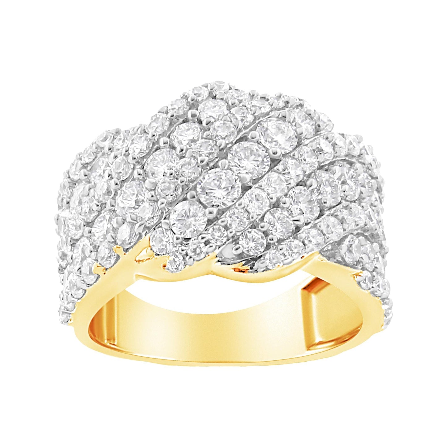 10K Gold 3.00 Cttw Diamond Multi Row Cluster Band Ring (I-J Color, I3 Clarity)