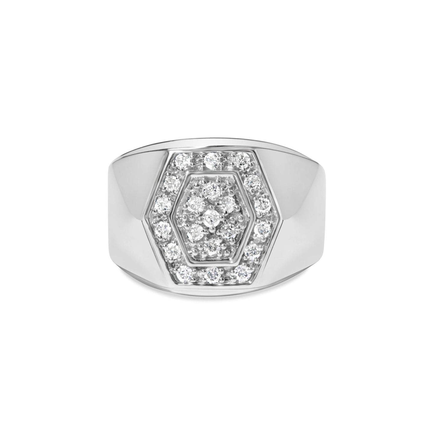 Men's .925 Sterling Silver 1/2 Cttw Multi-Diamond Hexagon Frame Ring (I-J Color, I3 Clarity)