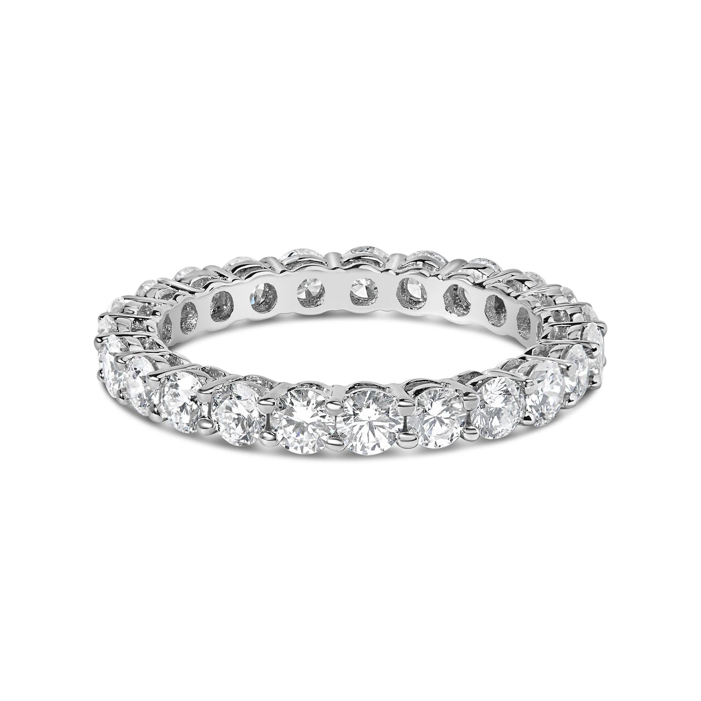 14K White Gold 2 1/4 Cttw Round Lab Grown Diamond Eternity Band Ring (F-G Color, VS1-VS2 Clarity)