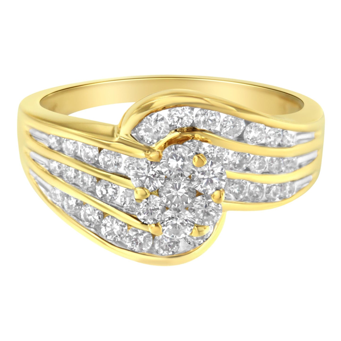 14K Yellow Gold Diamond Cocktail Bypass Ring (1 1/2 Cttw, H-I Color, SI2-I1 Clarity)