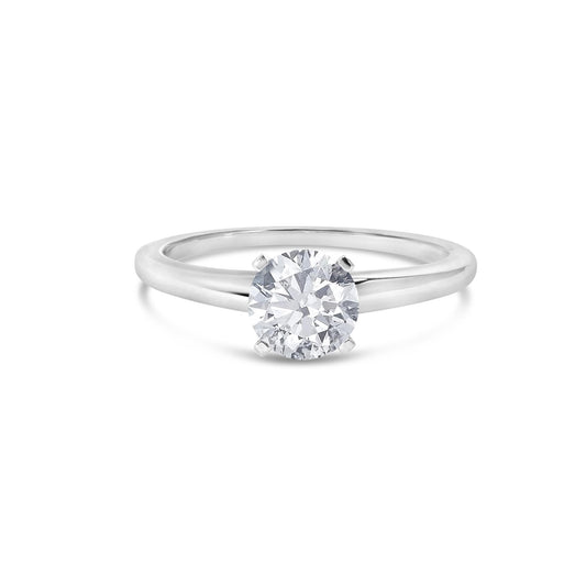 14K White Gold 1.0 Cttw Round Lab Grown Diamond 4 Prong Solitaire Engagement Ring (F-G Color, VS2-SI1 Clarity)