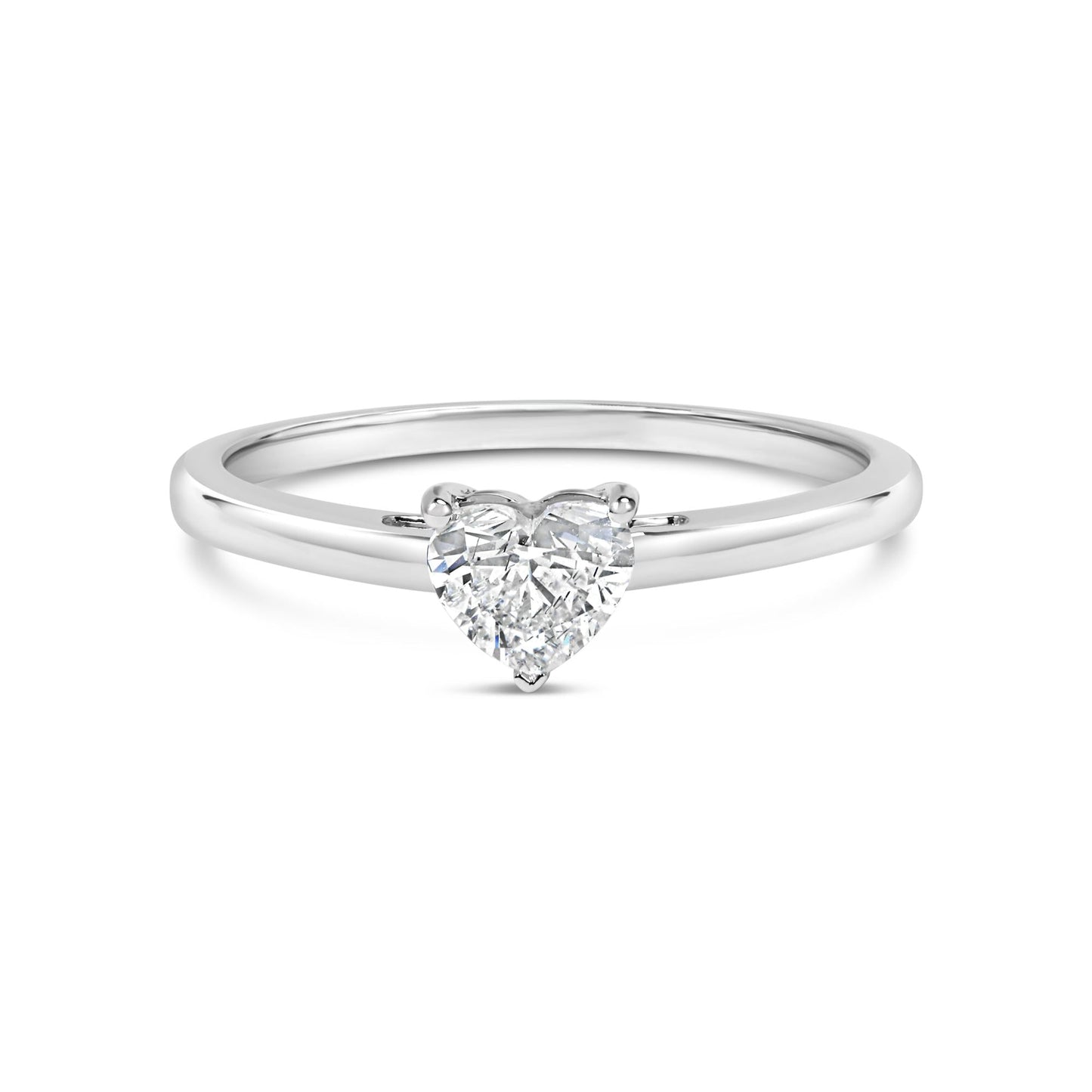 14K White Gold 1/2 Cttw Heart Cut Lab Grown Diamond Solitaire Engagement Ring (F-G Color, VS1-VS2 Clarity) - Size 7