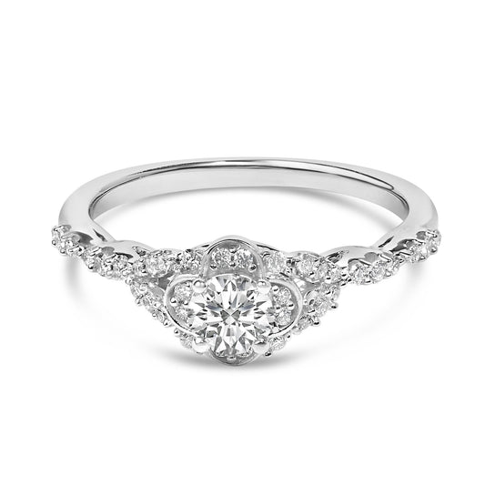 14K White Gold 1/2 Cttw Lab Grown Diamond Vintage Style Engagement Ring (F-G Color, VS1-VS2 Clarity)