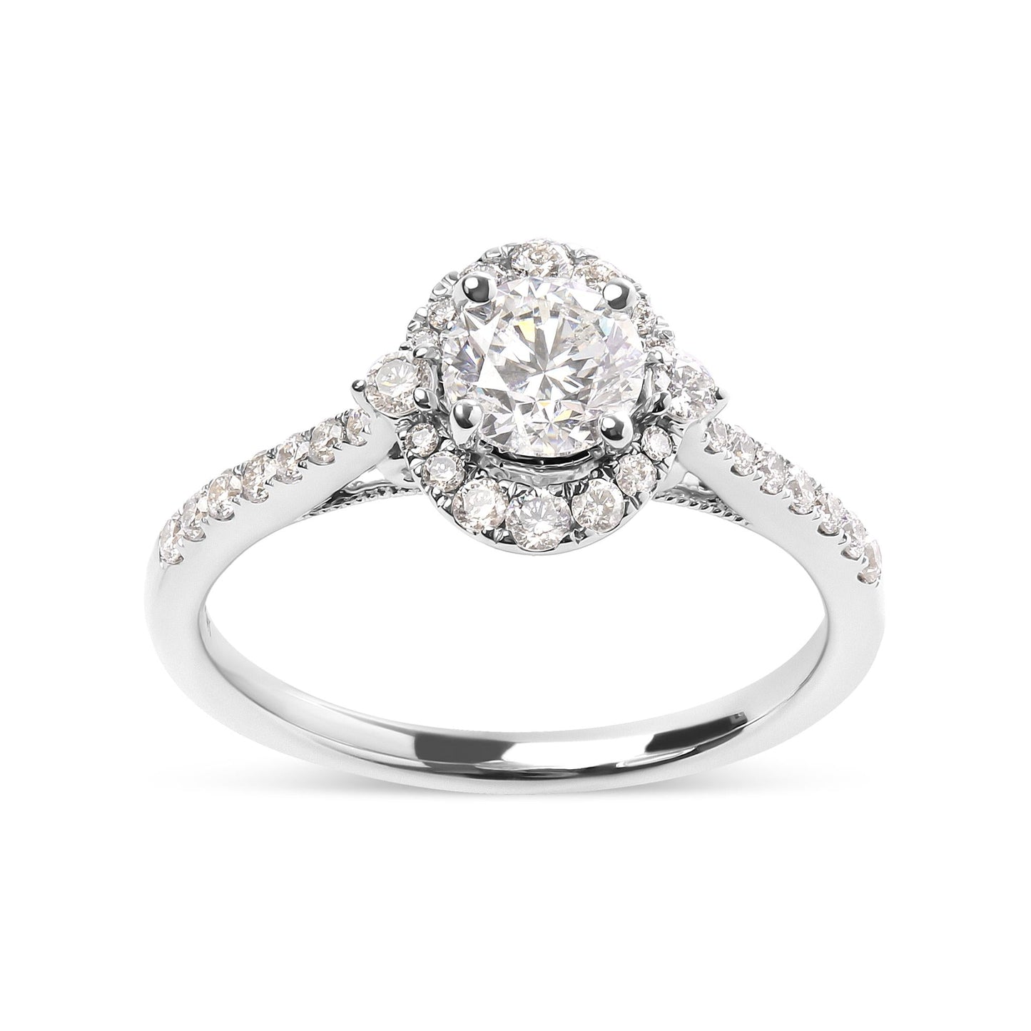 GIA Certified 14k White Gold 4/5 Cttw Diamond Halo Engagement Ring (G-H Color, SI1-SI2 Clarity)