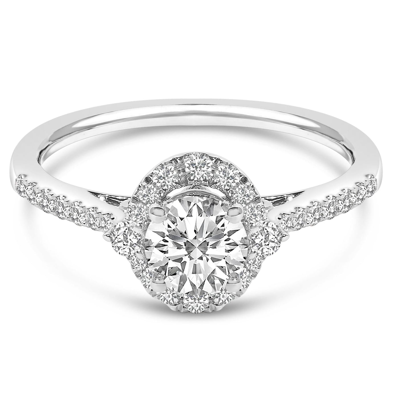 14K White Gold 1.00 Cttw Lab-Grown Diamond Oval Shaped Halo Engagement Ring (F-G Color, VS1-VS2 Clarity)