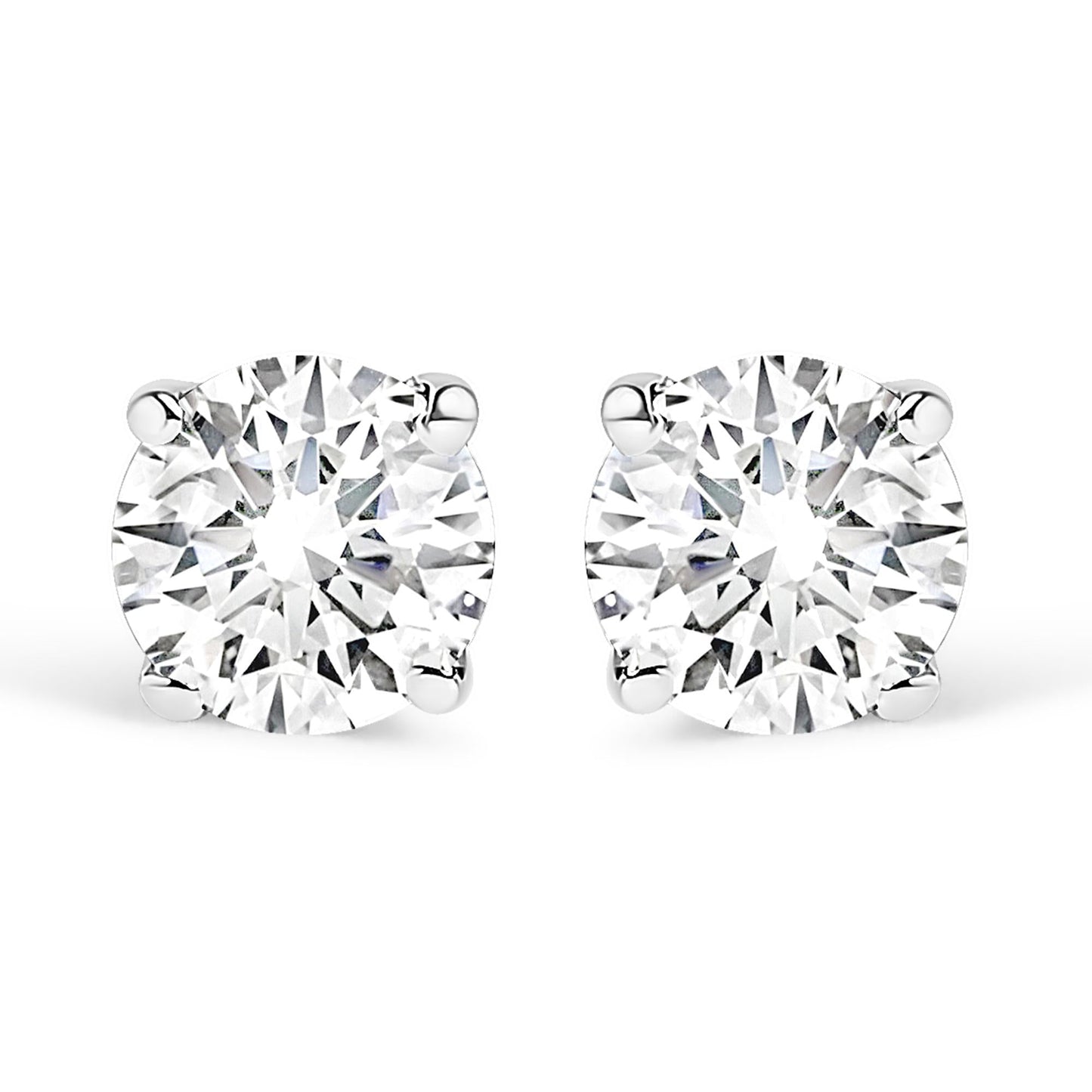 14K White Gold 3/8 Cttw Round Brilliant-Cut Near Colorless Diamond Classic 4-Prong Stud Earrings (I-J Color, VS1-VS2 Clarity)