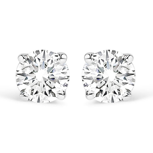 10K White Gold 1/6 Cttw Round Brilliant-Cut Near Colorless Near Colorless Diamond Classic 4-Prong Stud Earrings (I-J Color, SI1-SI2 Clarity)