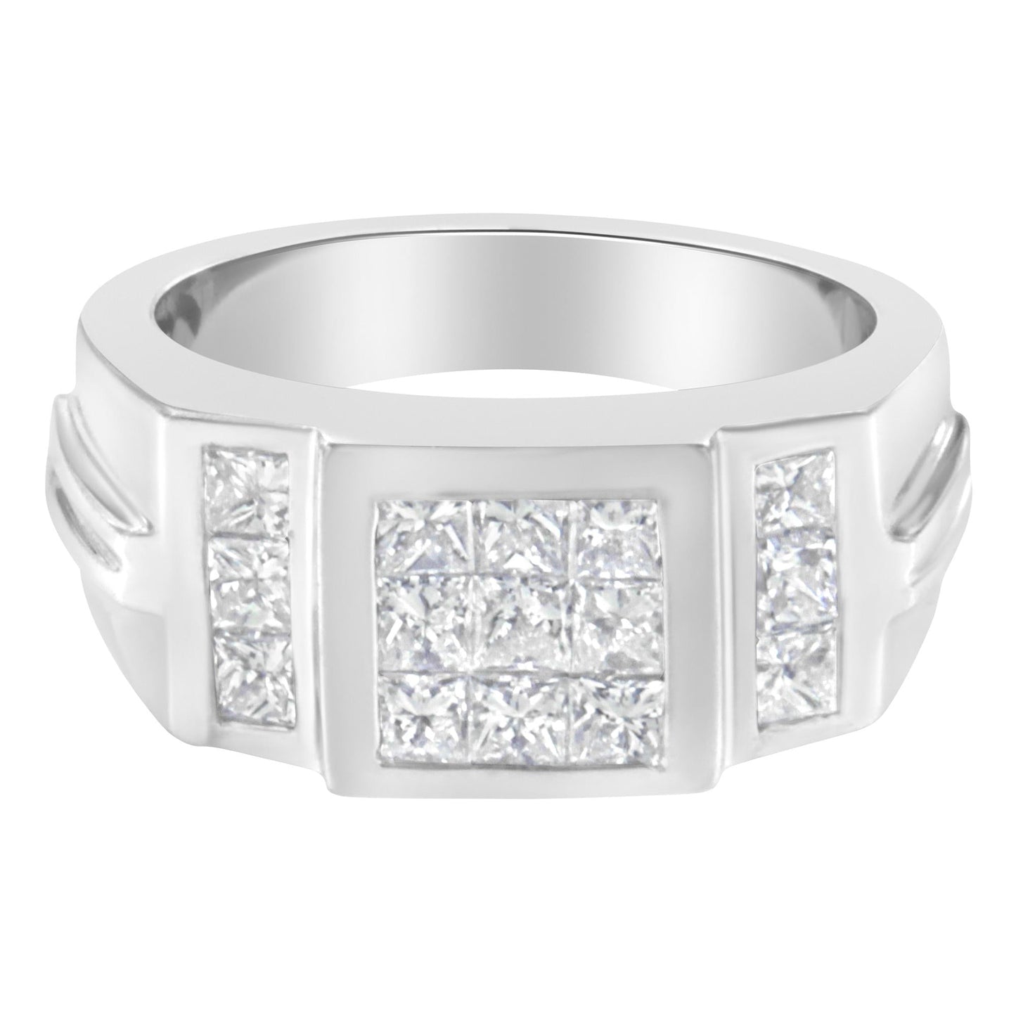 Men's 14K White Gold Diamond Cluster Ring (2 cttw, G-H Color, SI1-SI2 Clarity)