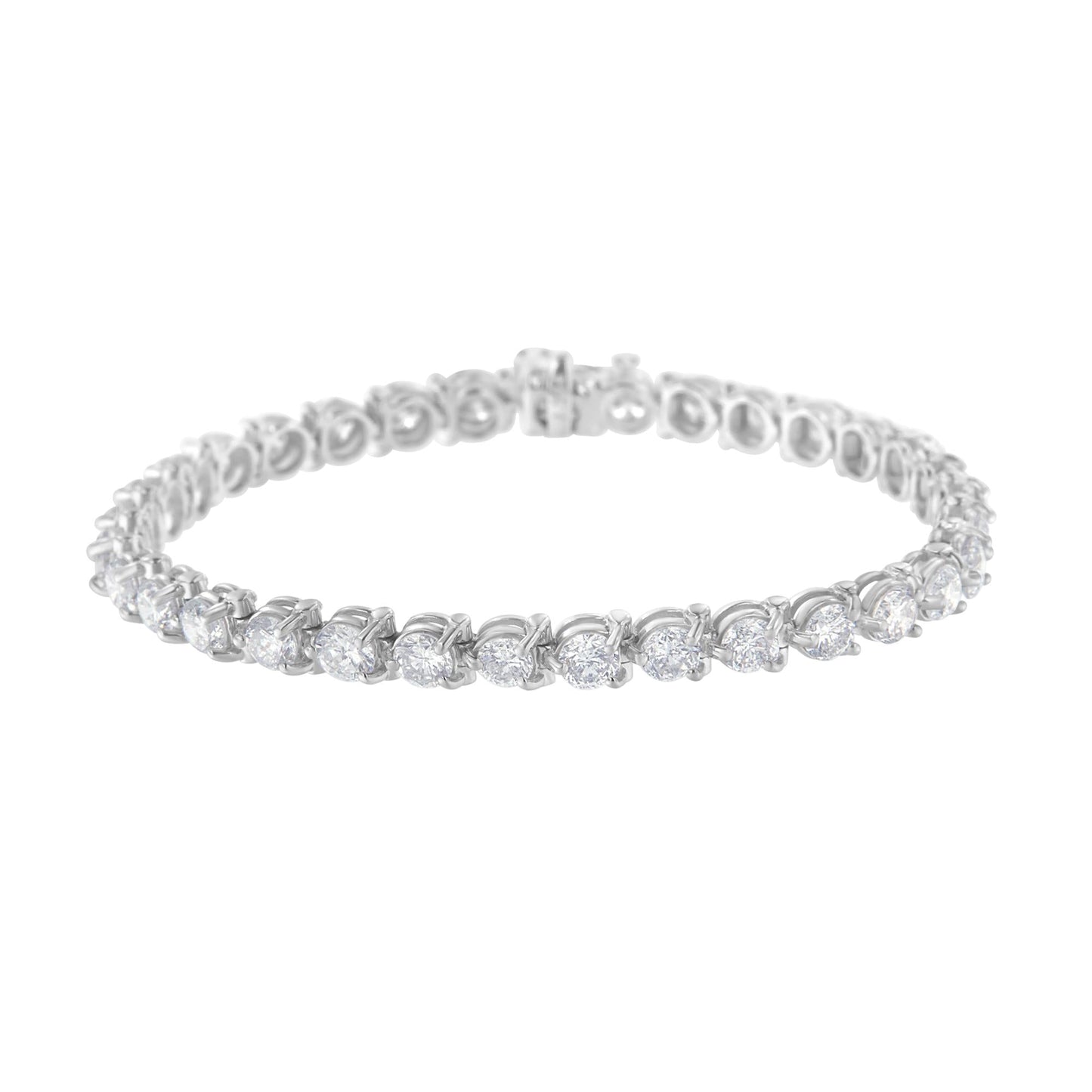 IGI Certified 10.0 Cttw Round-Brilliant Diamond 14K White Gold Martini Style 7" Tennis Bracelet (G-H Color, I1-I2 Clarity)