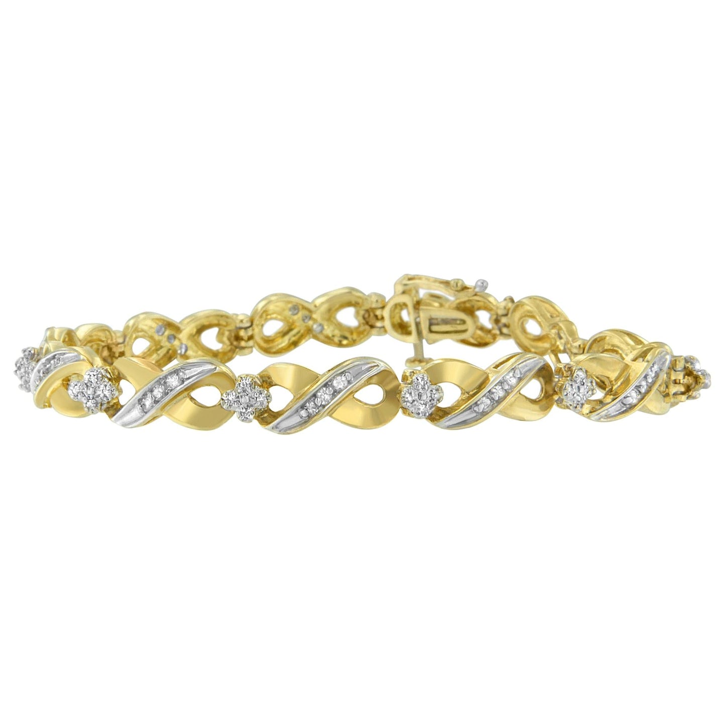 10K Yellow Gold Round Cut Diamond Infinite Love Bracelet (0.75 cttw, I-J Color, I1-I2 Clarity)