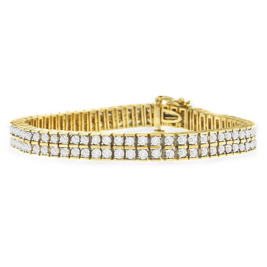 10K Yellow Gold Round-Cut Diamond Layers of Love Bracelet (5.00 cttw, K-L Color, I1-I2 Clarity)