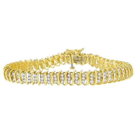 10K Yellow Gold Round Cut Diamond Wrap Bracelet (2.00 cttw, I-J Color, I2-I3 Clarity)