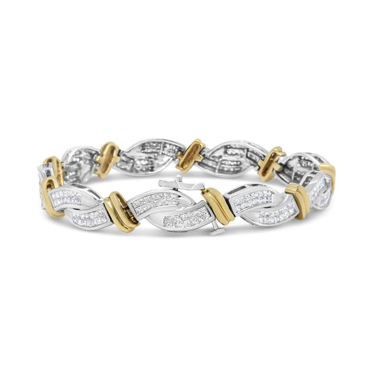 14K Two-Toned Princess-cut Diamond Bracelet (4 cttw, H-I Color, SI2-I1 Clarity)