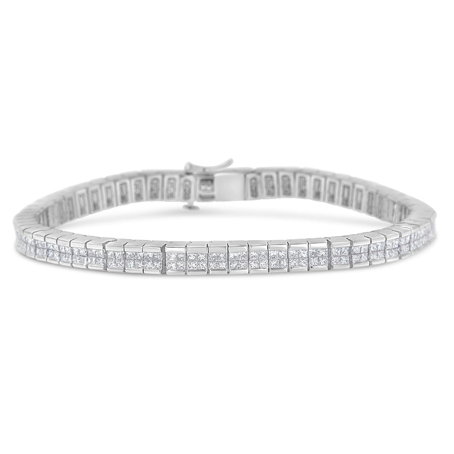 14K White Gold 4.0 Cttw Invisible Set Princess Cut Diamond Buckle Link Tennis Bracelet (G-H Color, SI1-SI2 Clarity) - 7.25" Inches