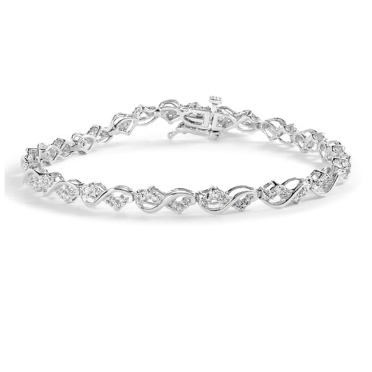 10k White Gold 1/2 Cttw Diamond Infinity Weave Link Bracelet (I-J Color, SI2-I1 Clarity) - 7"