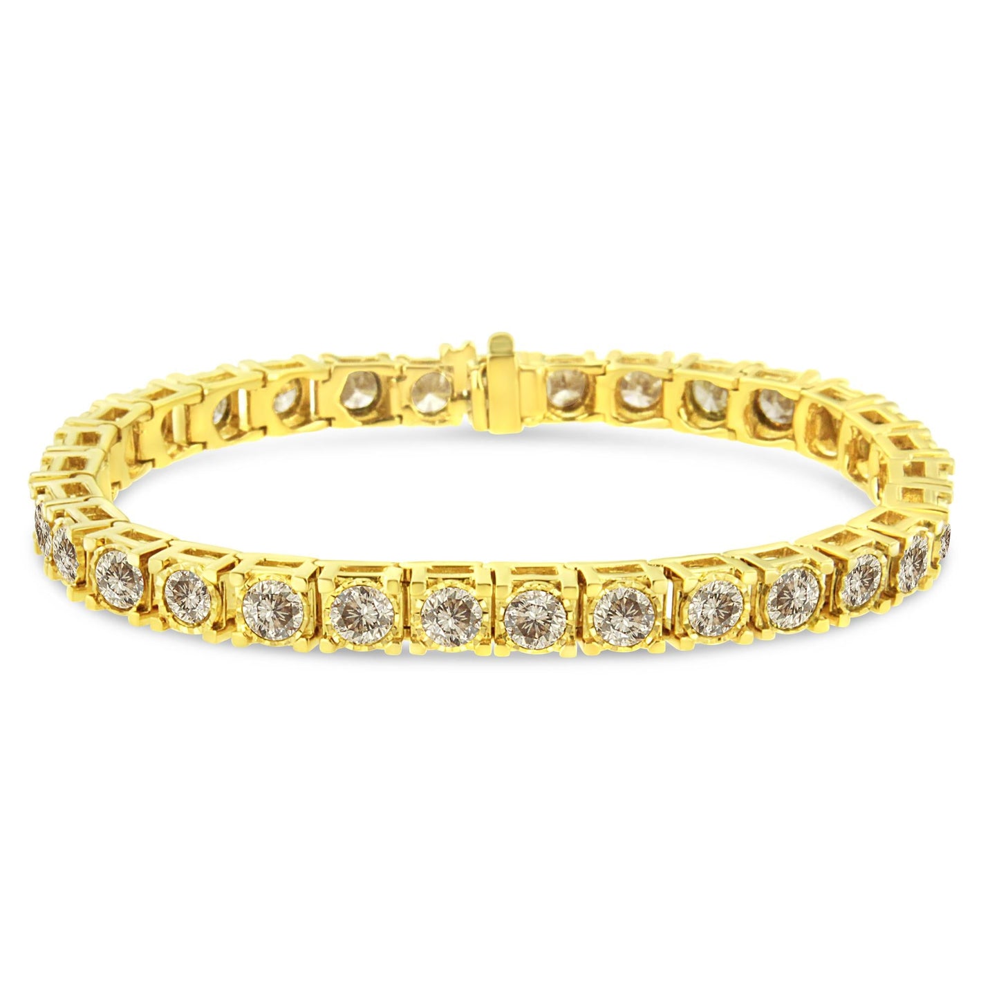 14K Yellow Gold 10.0 cttw Round-Brilliant Diamond Classic 7" Tennis Bracelet (J-K Color, I1-I2 Clarity)