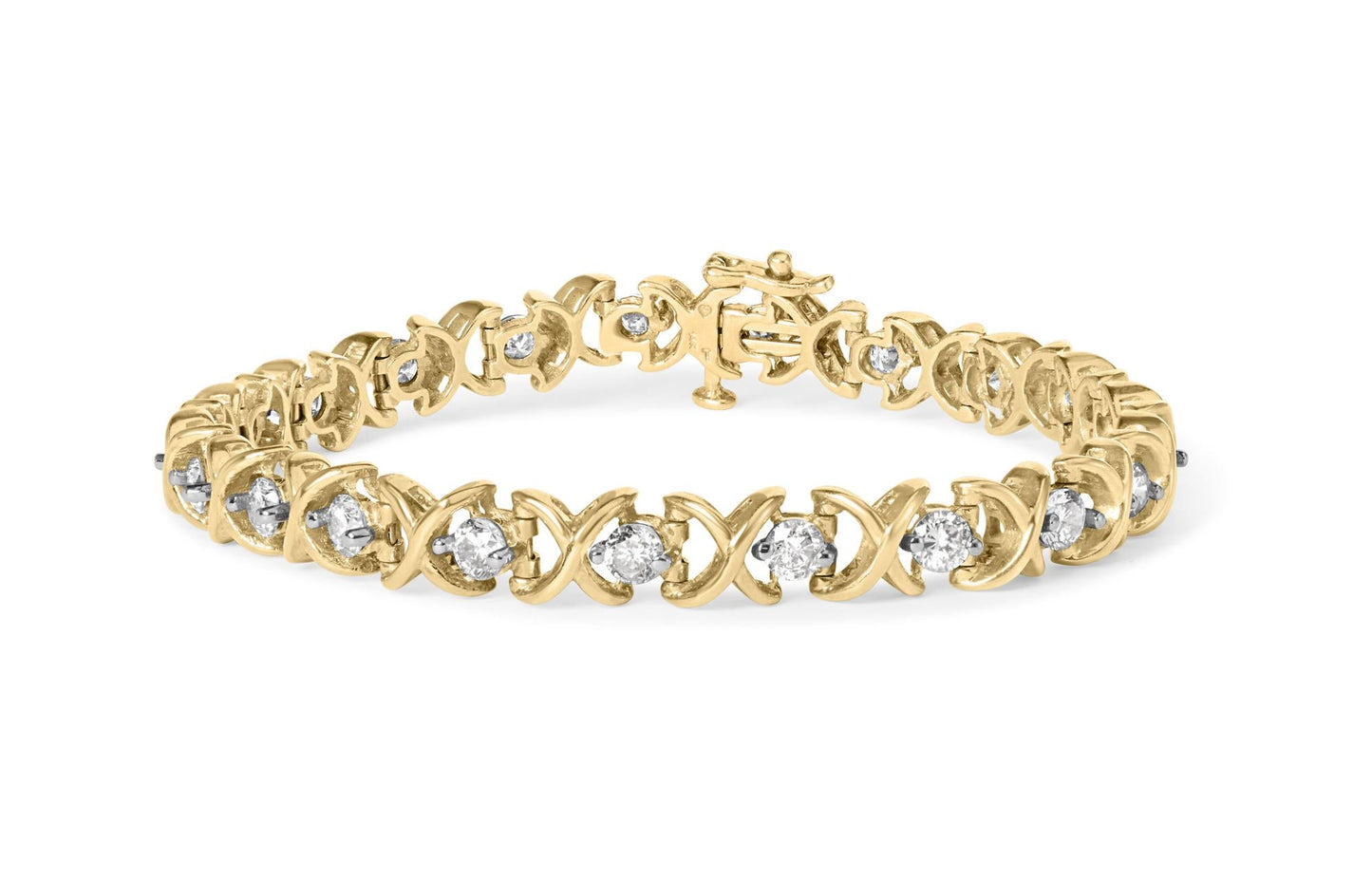 14K Yellow Gold 5.00 Cttw Round-Cut Diamond X-Link 7.5" Bracelet (J-K Color, I1-I2 Clarity)