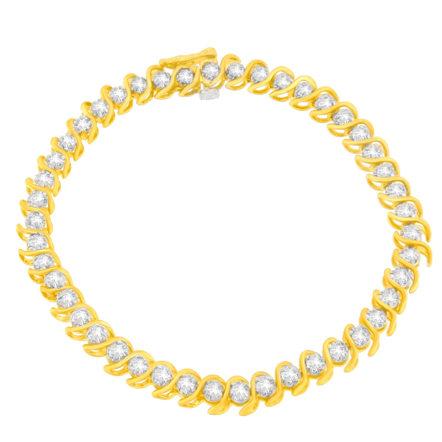 10K Yellow Gold Round Cut Diamond Spiral Bracelet (2.00 cttw, J-K Color, I2-I3 Clarity)