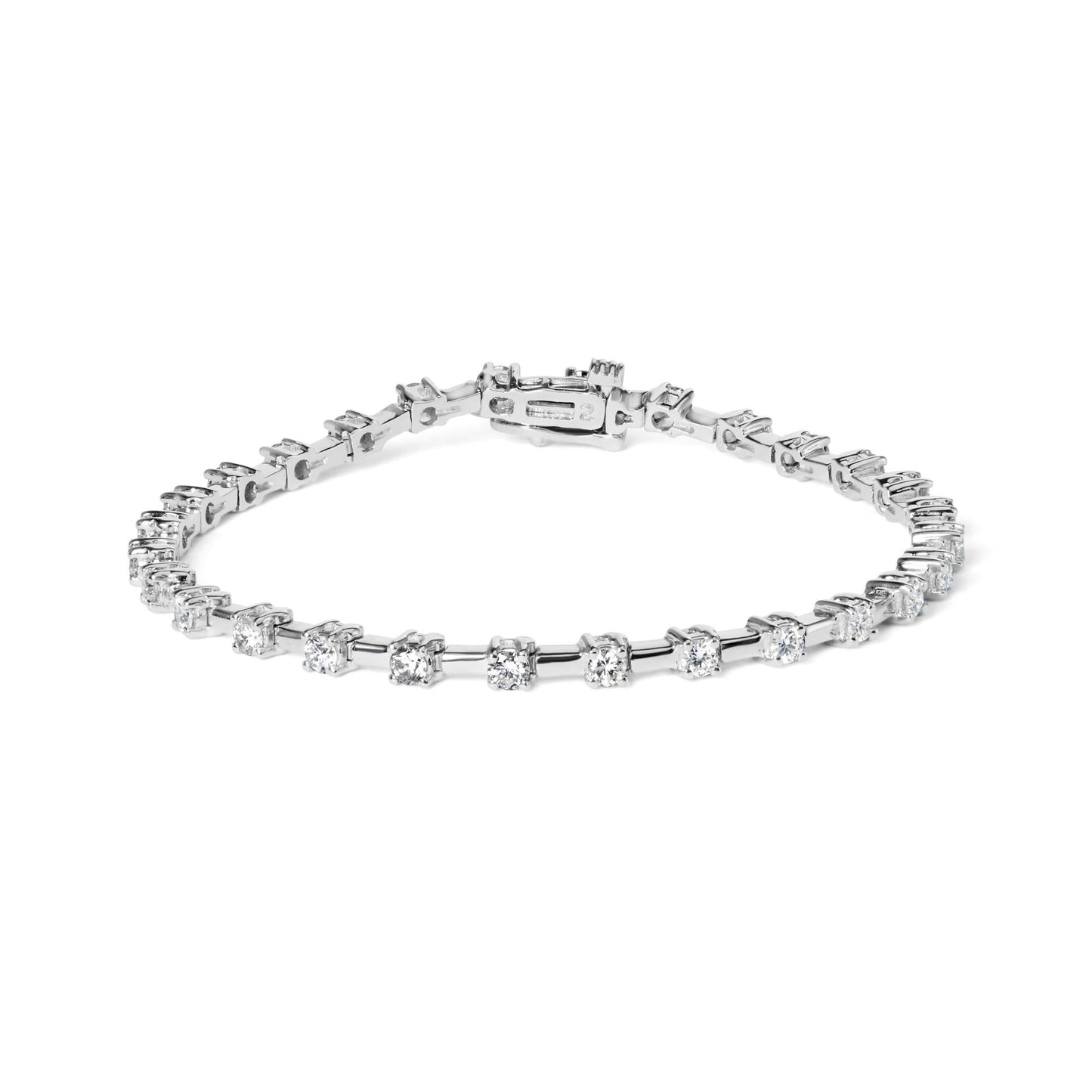 14K White Gold 2.00 Cttw Diamond Bar and Link Tennis Bracelet (H-I Color, SI1-SI2 Clarity) - 7"