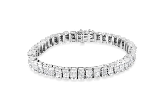 14K White Gold 5.00 Cttw Invisible Set Princess-Cut Diamond Belt and Buckle Tennis 7" Bracelet (H-I Color, SI1-SI2 Clarity)