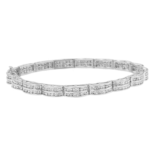 14K White Gold Round-Cut Diamond Bracelet (3.22 cttw, H-I Color, I1-I2 Clarity)