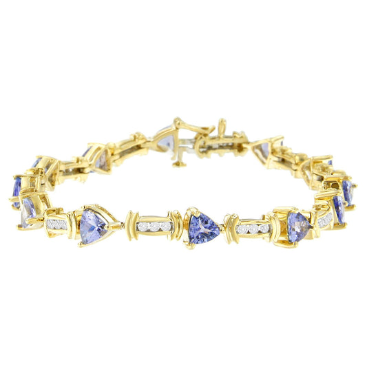 14K Yellow Gold Round-Cut Diamond and Tanzanite Bracelet (5.15 cttw, H-I Color, SI2-I1 Clarity)