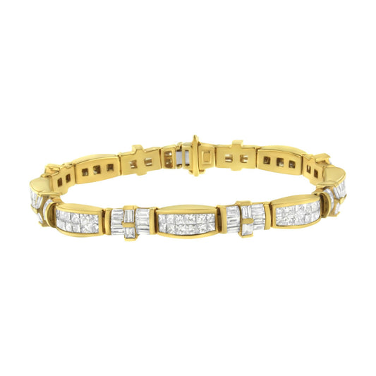 14K Yellow Gold Multi--Cut Diamond Ties of Love Eternity Bracelet(11.25 cttw,G-H Color,VS1-VS2 Clarity)