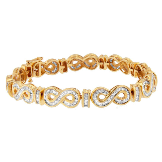 14K Yellow Gold Baguette Cut Diamond Bracelet (4.00 cttw, H-I Color, SI2-I1 Clarity)