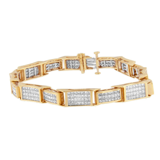 14K Yellow Gold Princess Cut Diamond Bracelet (6.11 cttw, H-I Color, SI1-SI2 Clarity)