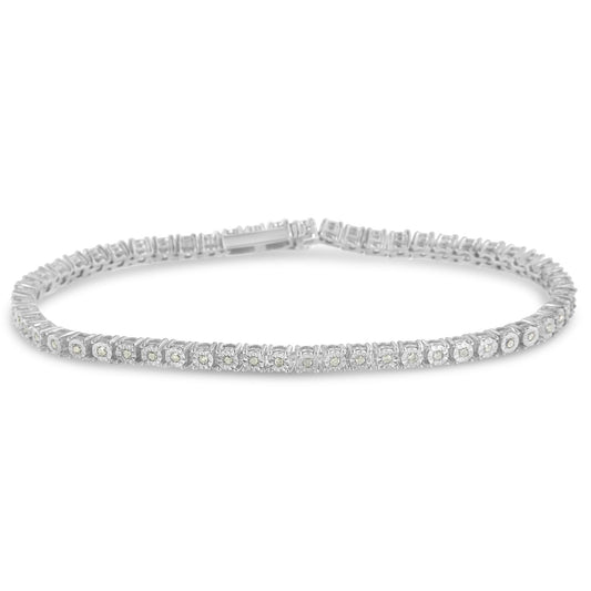 .925 Sterling Silver 1/2 cttw Miracle Set Diamond Classic Tennis Bracelet (I-J Color, I3 Clarity) -7"