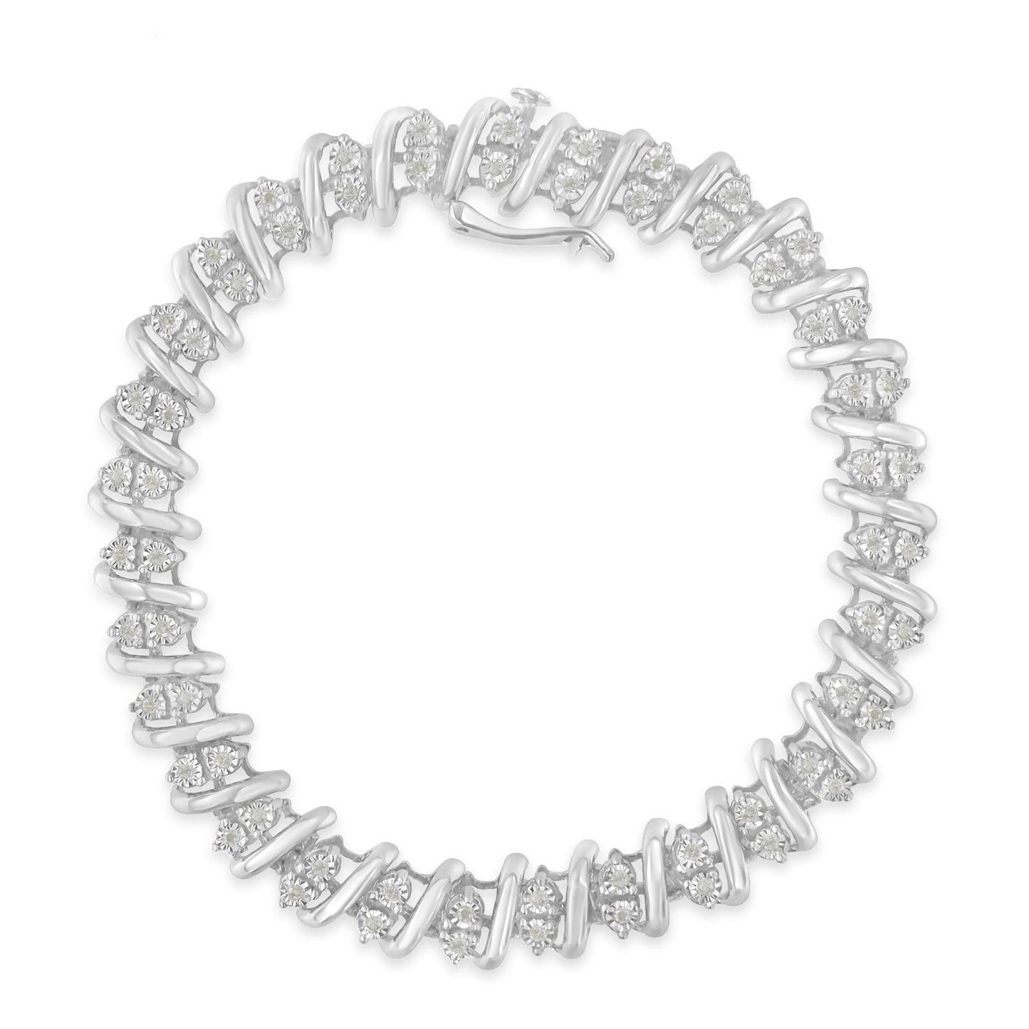 Sterling Silver 1ct TDW Rose-cut Double Diamond S-Link Bracelet ( I-J, I3-Promo)