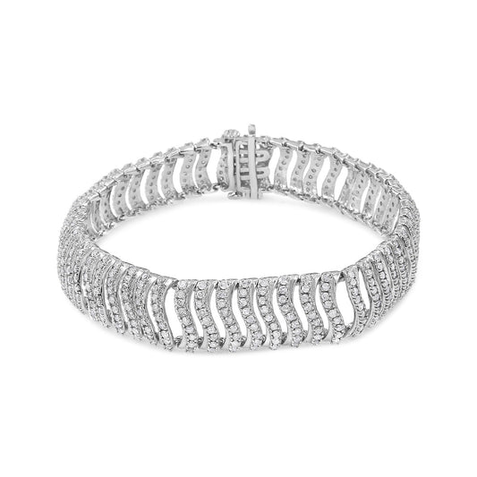 .925 Sterling Silver 5.00 Cttw Round-Cut Diamond "S" Link Bracelet (I-J Color, I3 Clarity) - Size 7.25